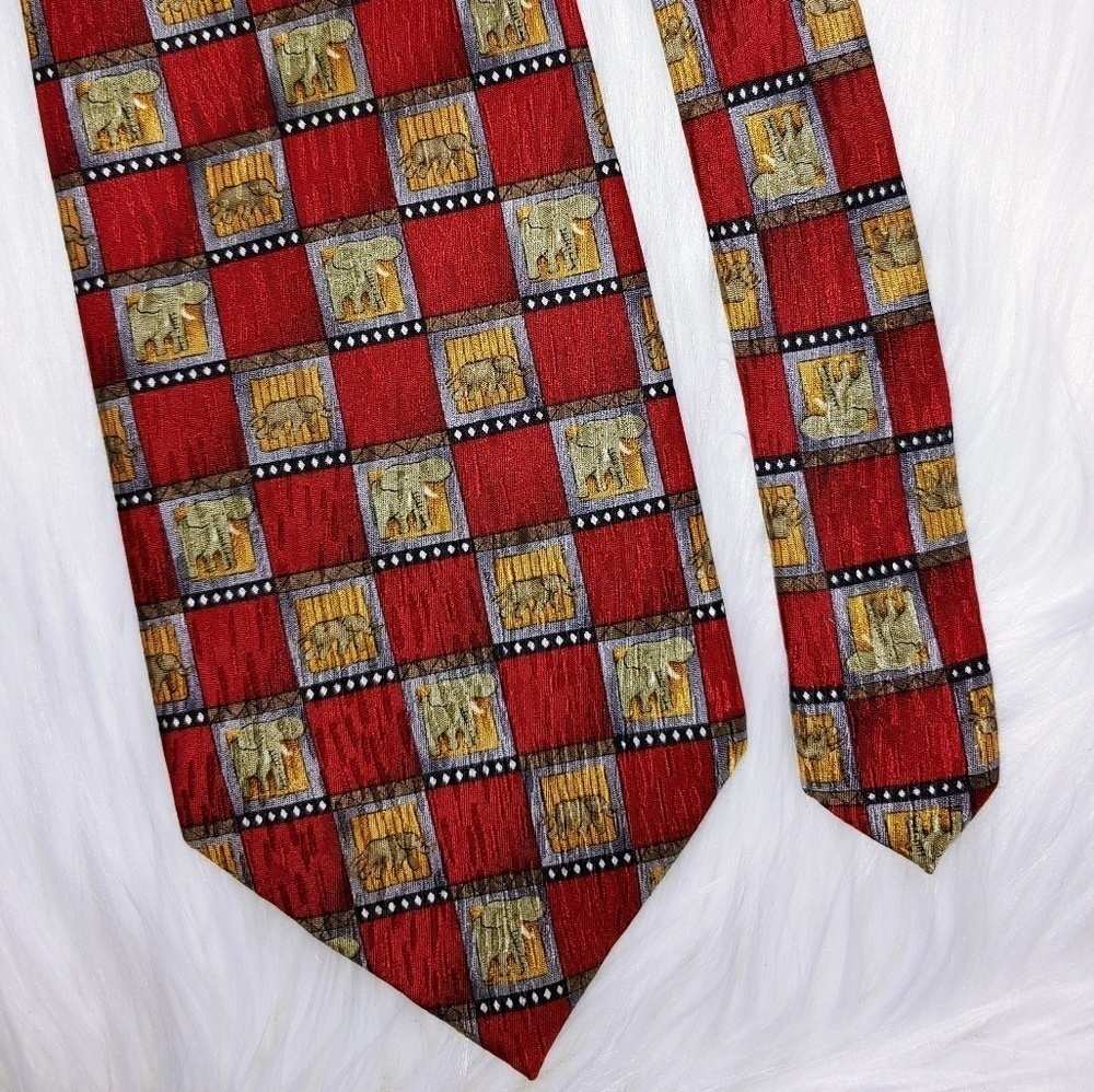 Jimmy V Silk Tie Elephants 60+ Long